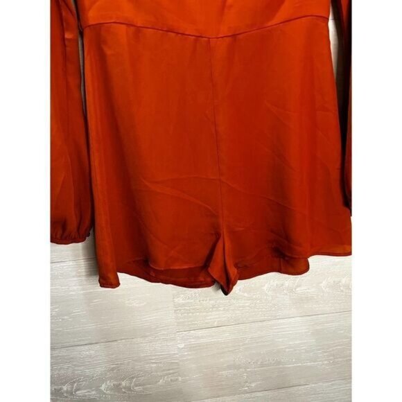 Rust Orange Long Sleeve V-Neck Romper With Back Zipper By Forever 21 Contemporar - Picture 4 of 7
